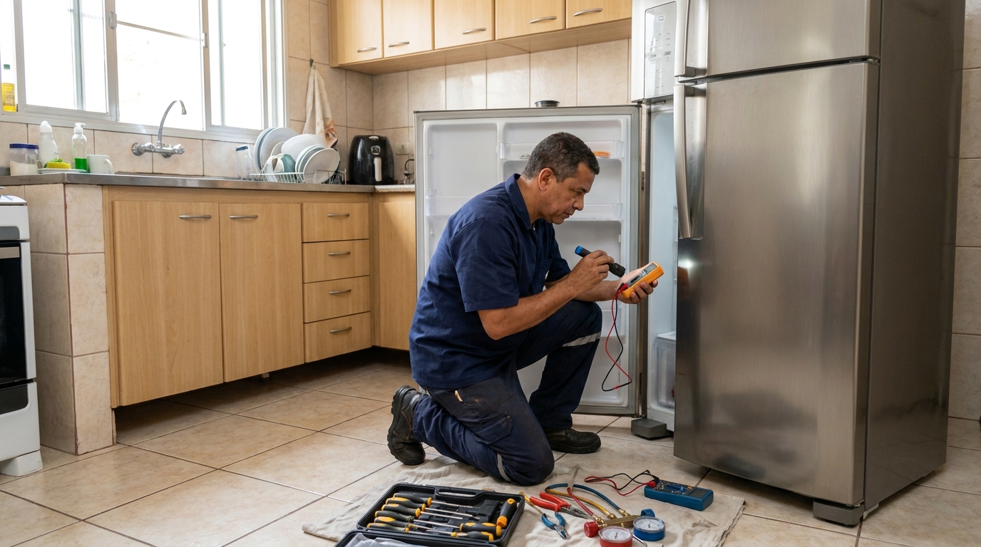 Recarga de gás refrigerante de geladeira em atendimento em João Pessoa‑PB